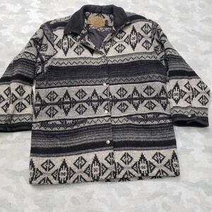 Vintage Woolrich Jacket Womens Medium Gray Wool Blend Aztec Southwest